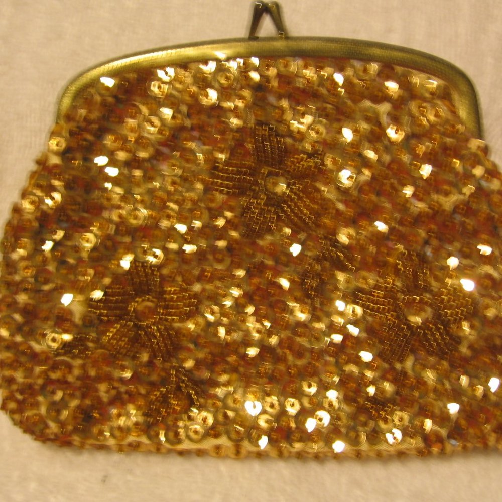 Vintage gold glittered clutch